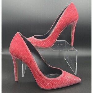 THE SELLER Women's Size 9 Reflective Shiny Red Pumps EU Size 39 Textile